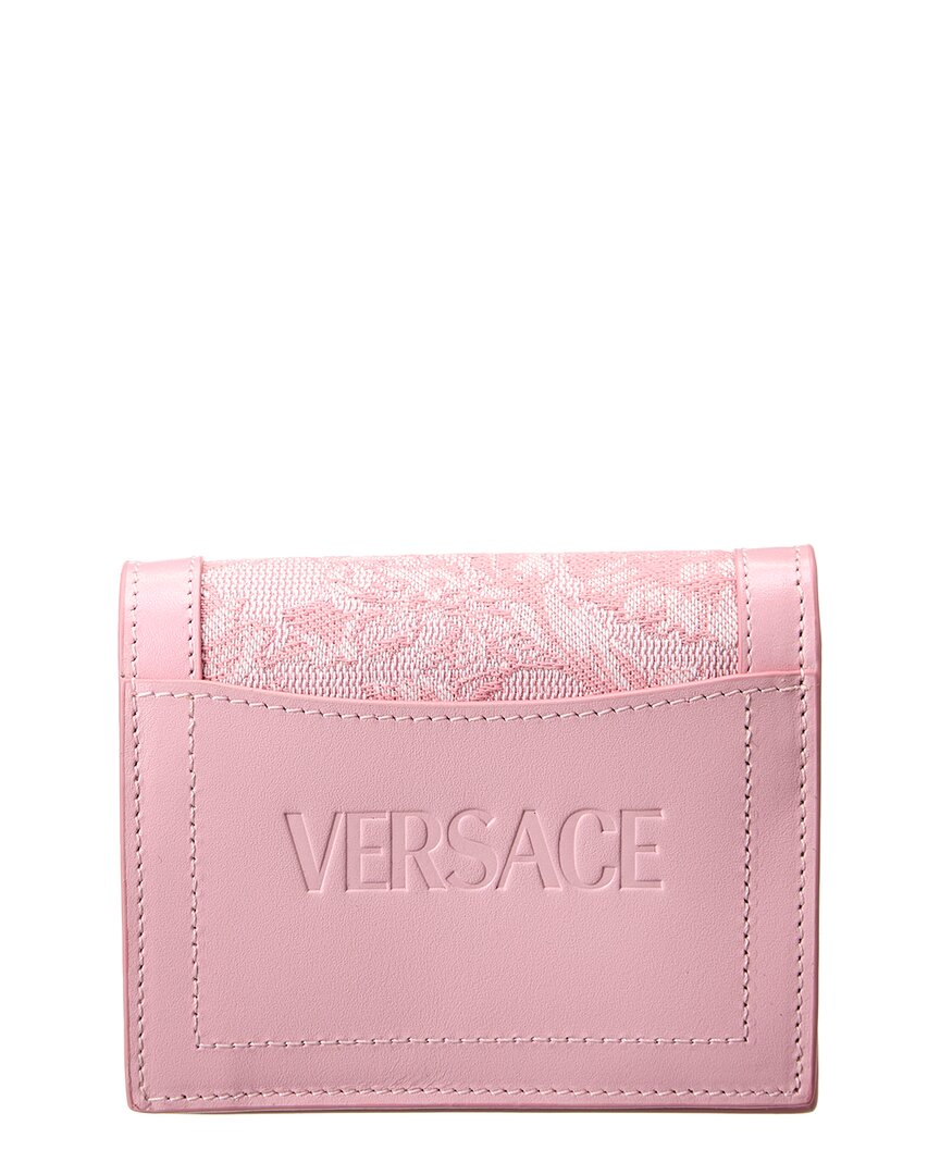 Versace Canvas & Leather Bifold French Wallet In Pink