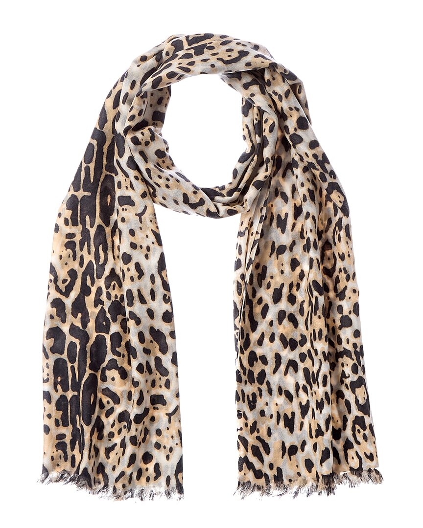 Sofia Cashmere Sofiacashmere Leopard Print Lightweight Cashmere Scarf In Animal Print