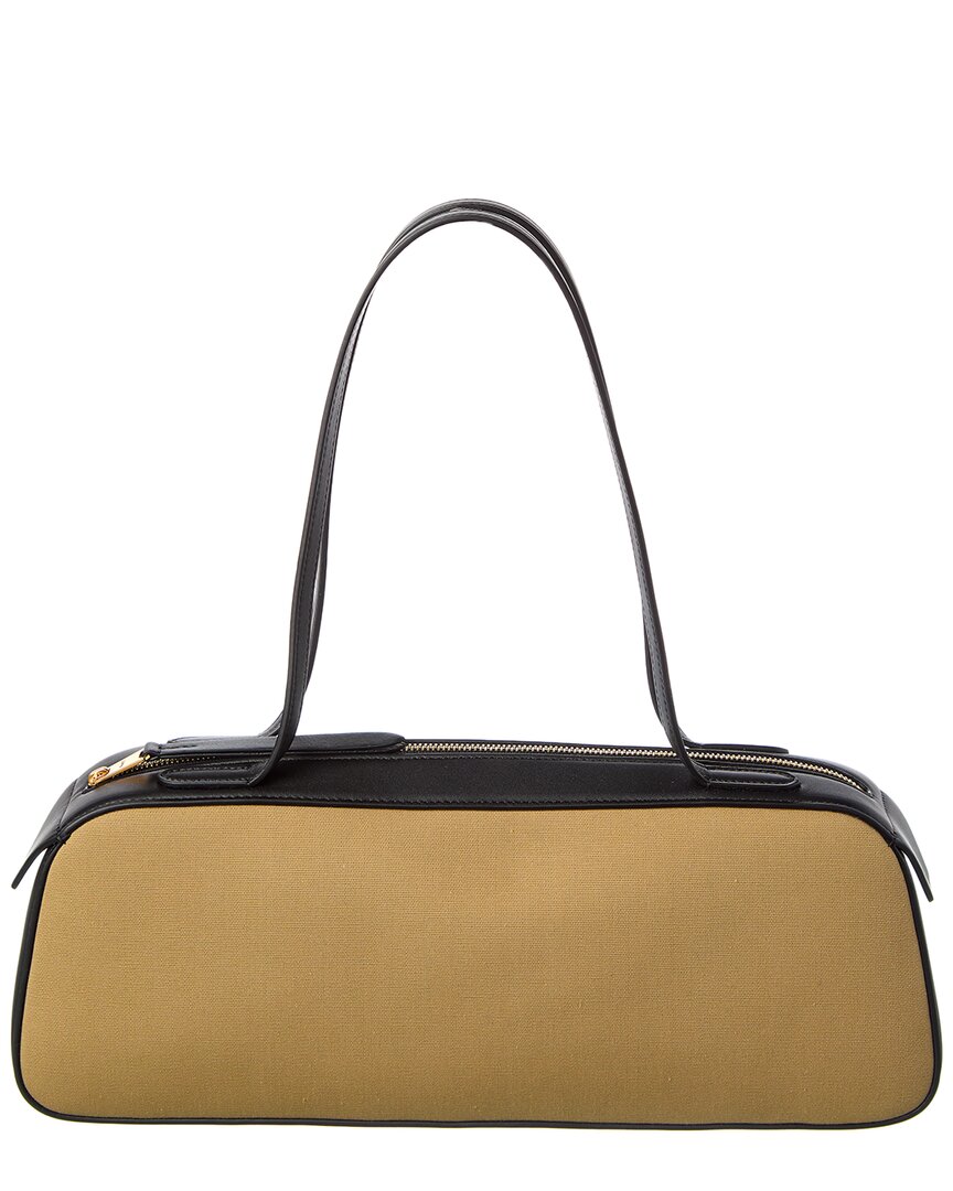 Khaite Simona Canvas & Leather Shoulder Bag