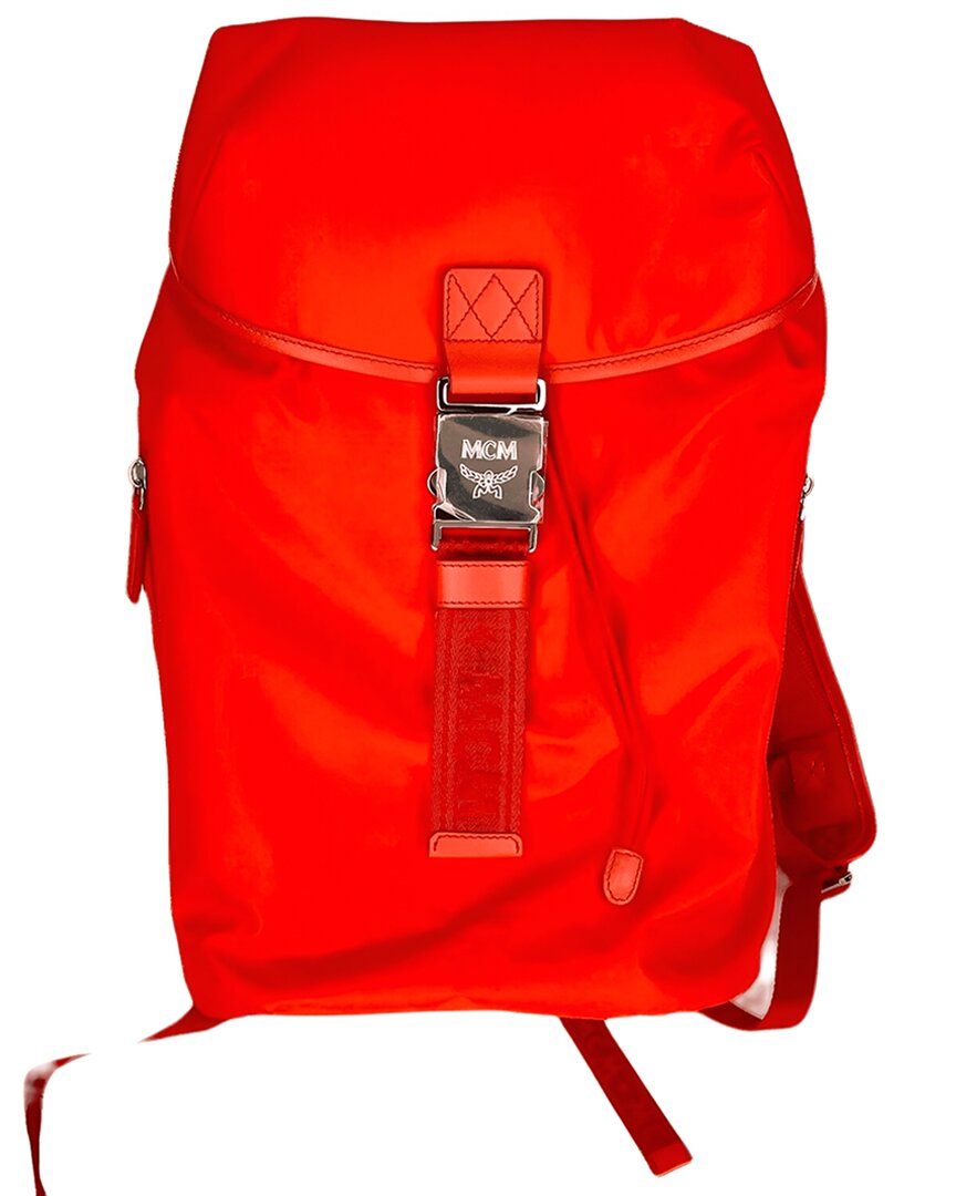 Mcm Luft Nylon Backpack In Orange