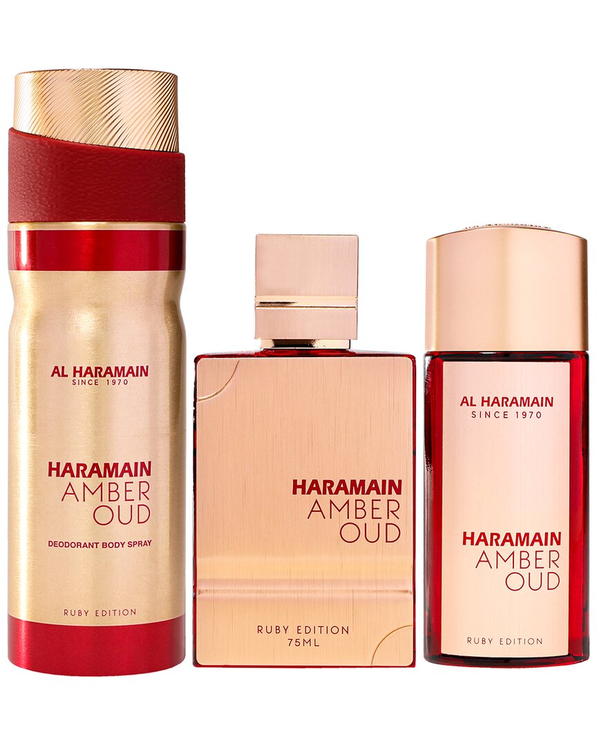 Al Haramain Unisex 3pc Gift Set Amber Oud - Ruby Edition Parfum In Multi