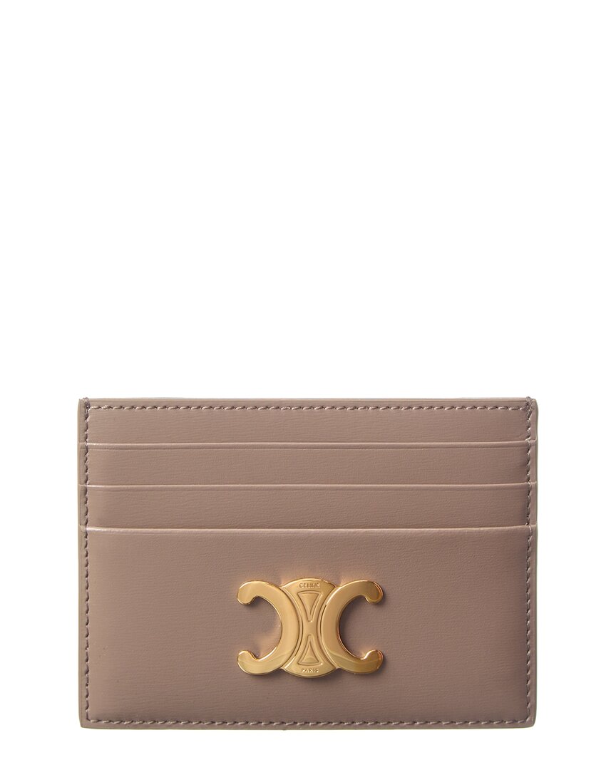 Celine Triomphe Leather Card Holder In Black
