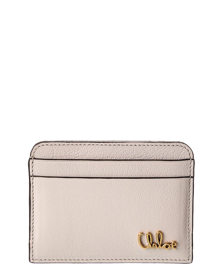 Chloé Iconic Leather Card Holder In Gray