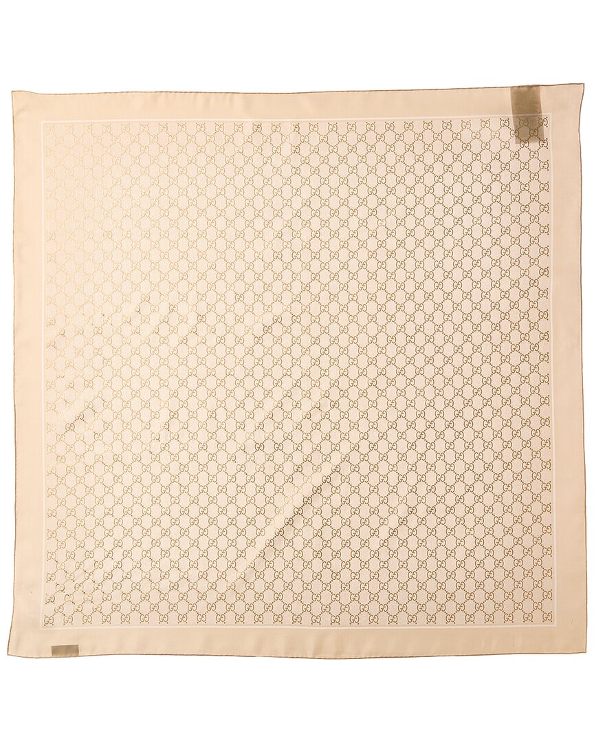 Gucci Silk Scarf In Beige