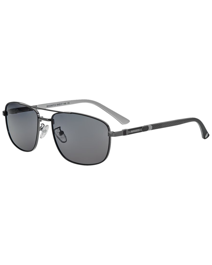 Breed Mens Silver Tone Rectangular Sunglasses Bsg067c2 In Black,blue,silver Tone