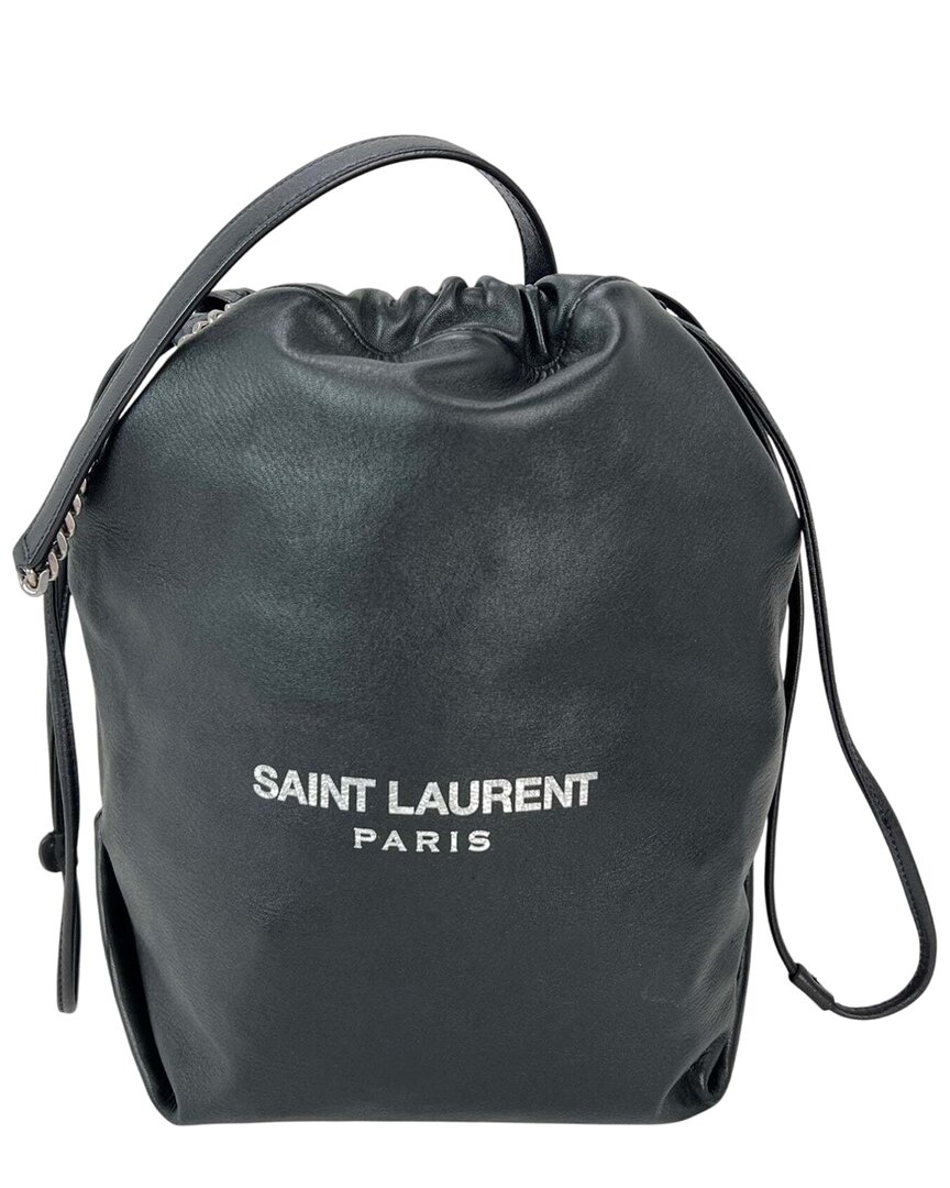 Saint Laurent Black Nylon Teddy Drawstring Sac Bucket Bag (authentic Pre-loved)