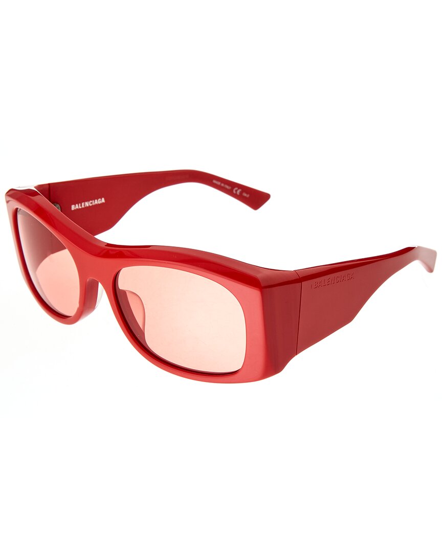 Balenciaga Bb0001s 001 Wrap Sunglasses Mx In Red
