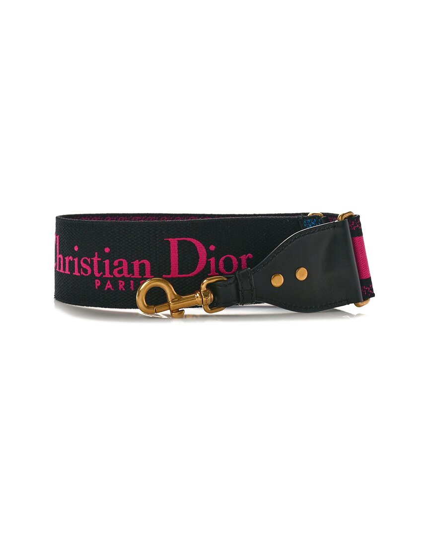 Dior Fuchsia Canvas Embroidered Shoulder Strap (authentic Pre-loved) In Black