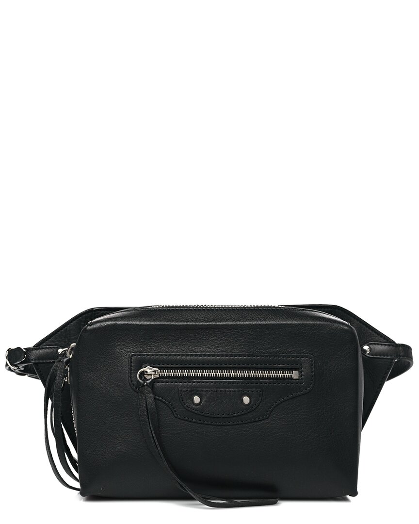 Balenciaga Black Calfskin Leather Papier Waist Belt Bag (authentic Pre-loved) In Black
