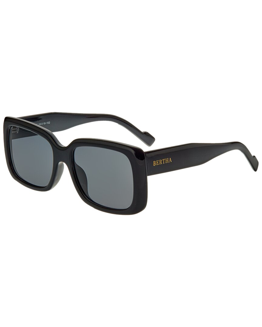 Bertha Ladies Black Rectangular Sunglasses Brsbr052c1 In Black,blue