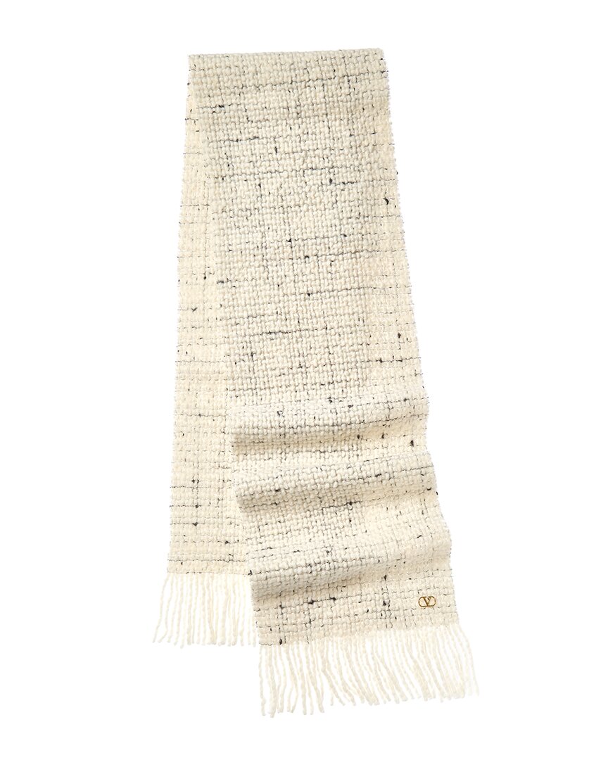 Valentino Wool-blend Scarf In Neutral
