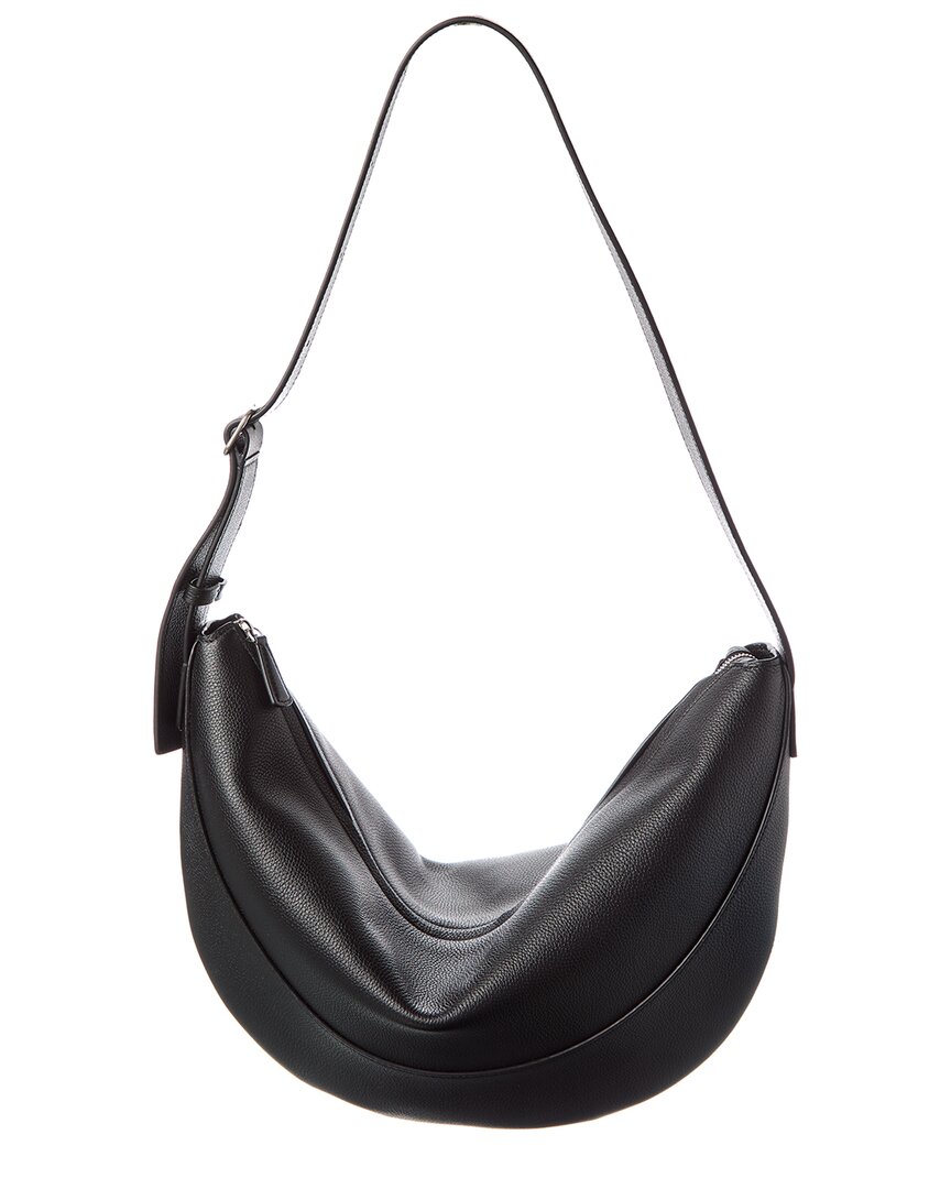 The Row Jouve Leather Shoulder Bag In Black