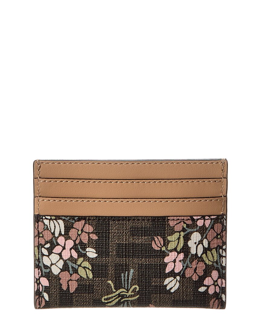 Fendi Roma Ff Leather Card Holder In Pink