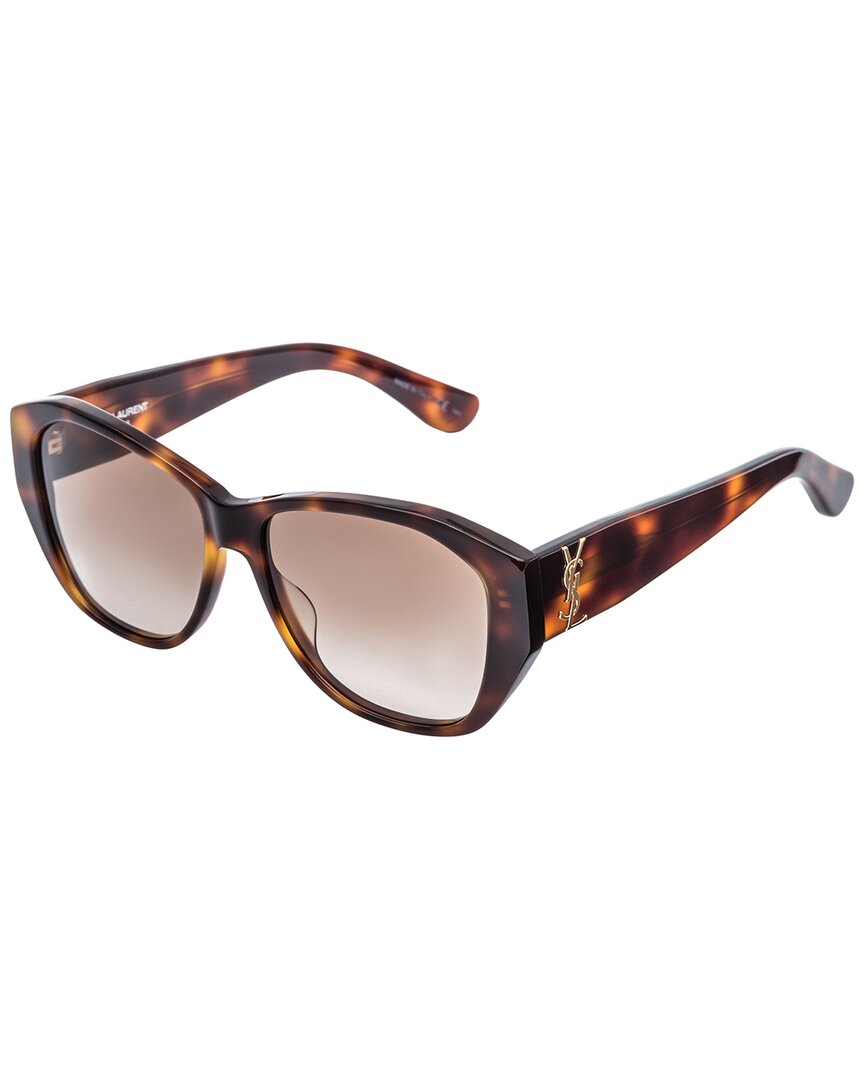 Shop Saint Laurent Women's 56mm Sunglasses In Brown