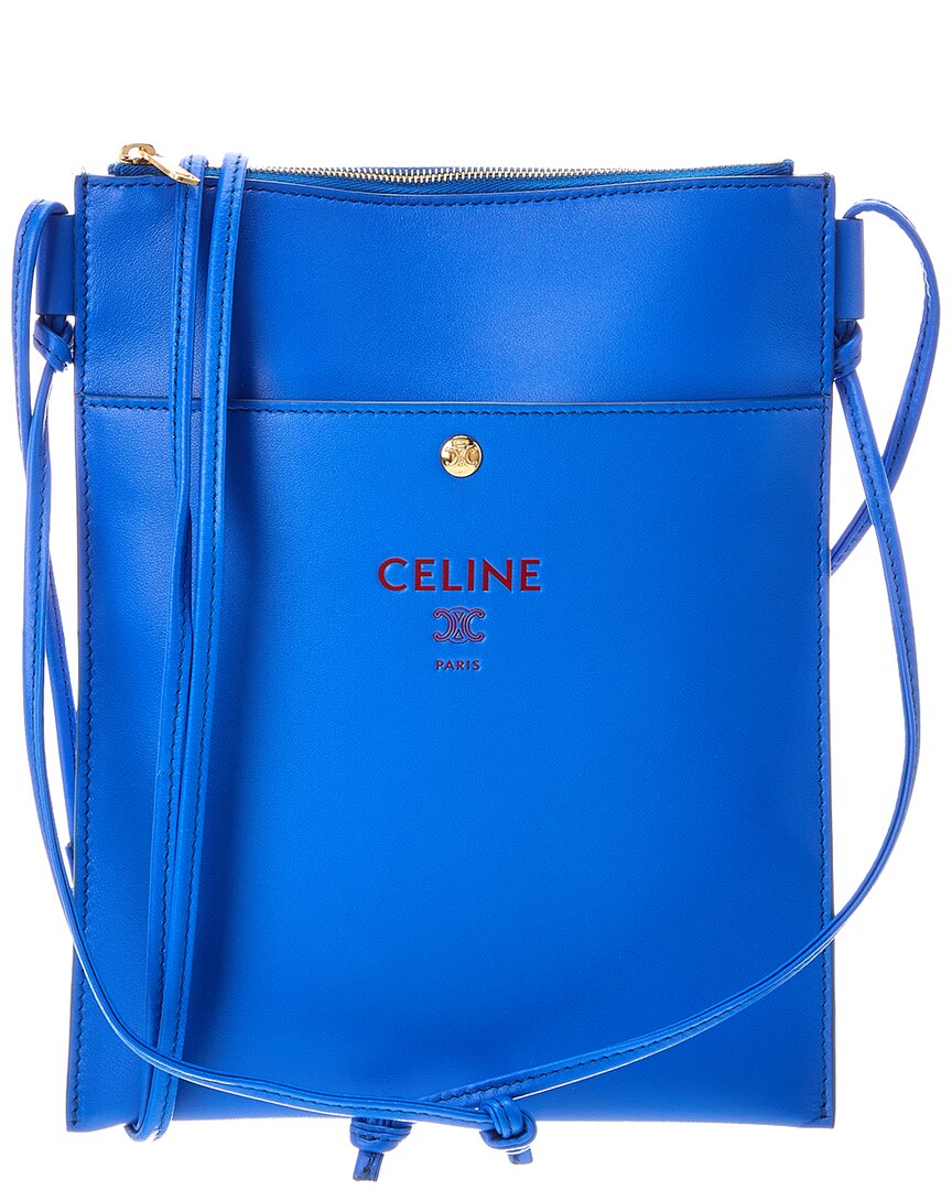 Celine Leather Pouch In Blue