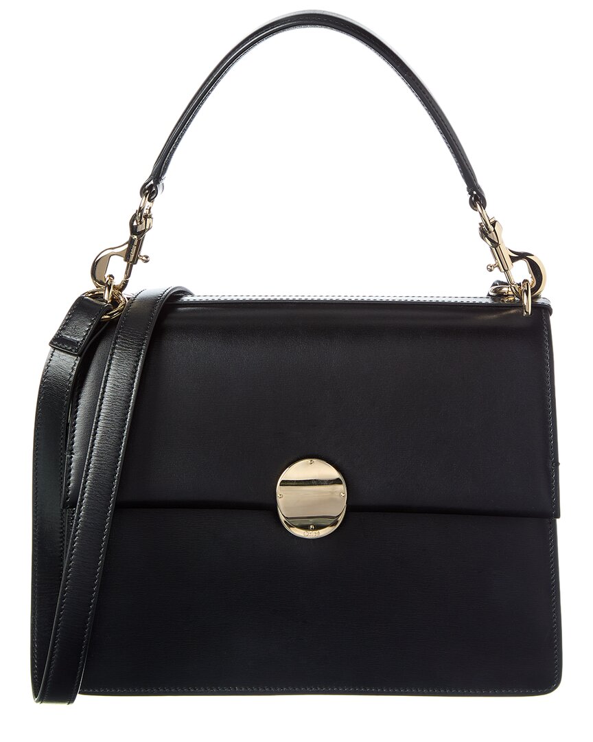 Chloé Medium Leather Flap Bag In Black