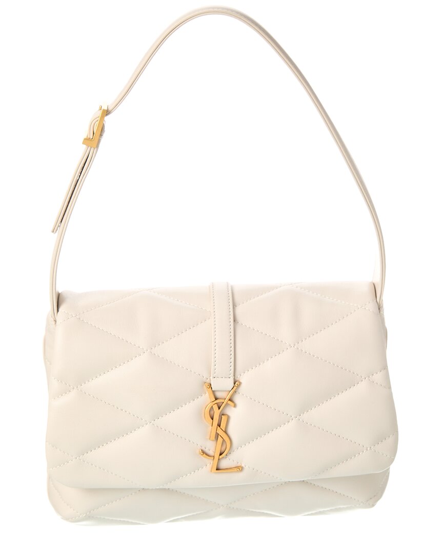 Saint Laurent Le 5 A 7 Ysl Shoulder Bag In Smooth Leather In White
