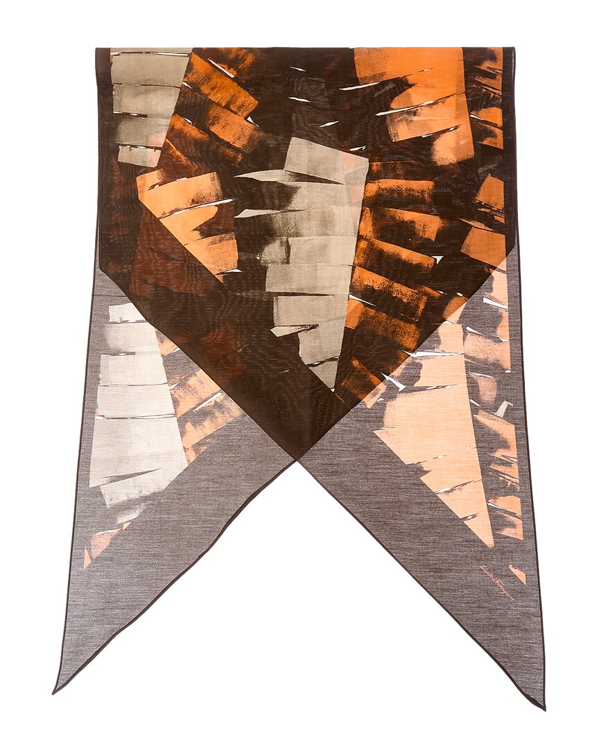 Ferragamo Silk-blend Scarf In Brown