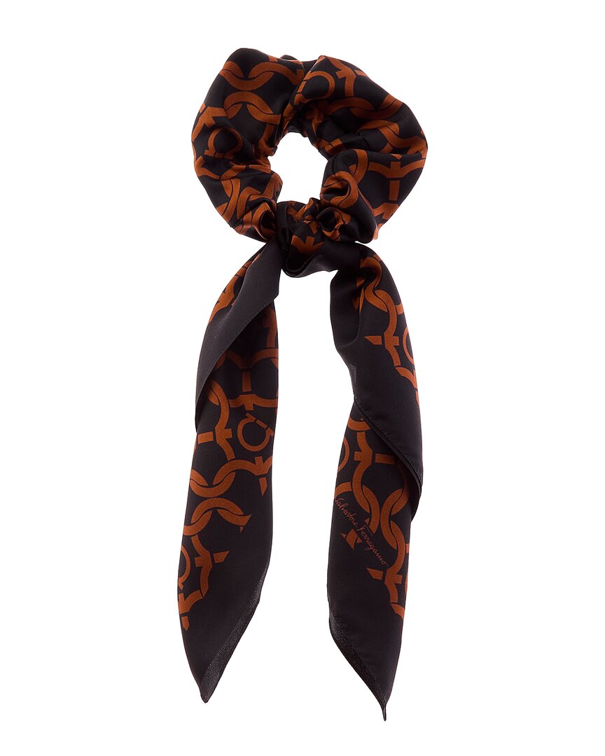 Ferragamo Silk Scrunchie In Black