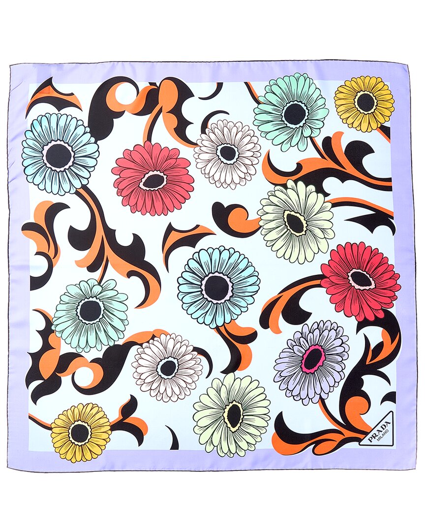 Prada Printed Silk Scarf In Multi