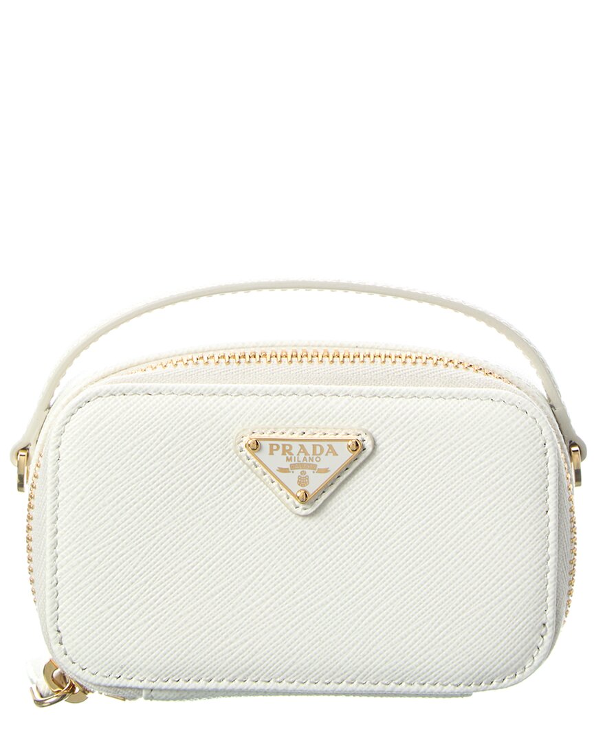 Prada Saffiano Leather Camera Bag In White