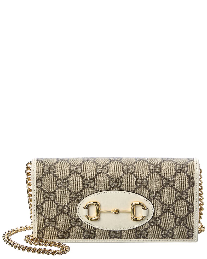 Gucci Horsebit GG Supreme Wallet On Chain White - THE PURSE AFFAIR