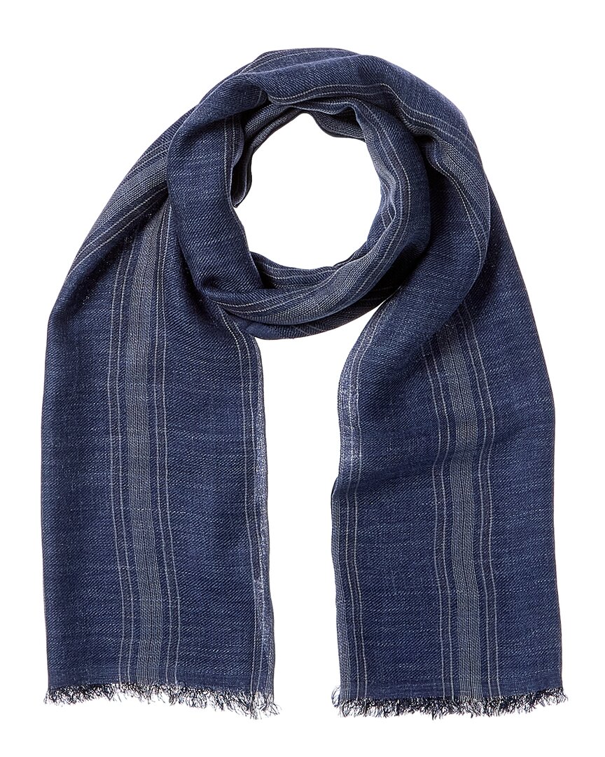 Brunello Cucinelli Silk & Linen-blend Scarf In Blue