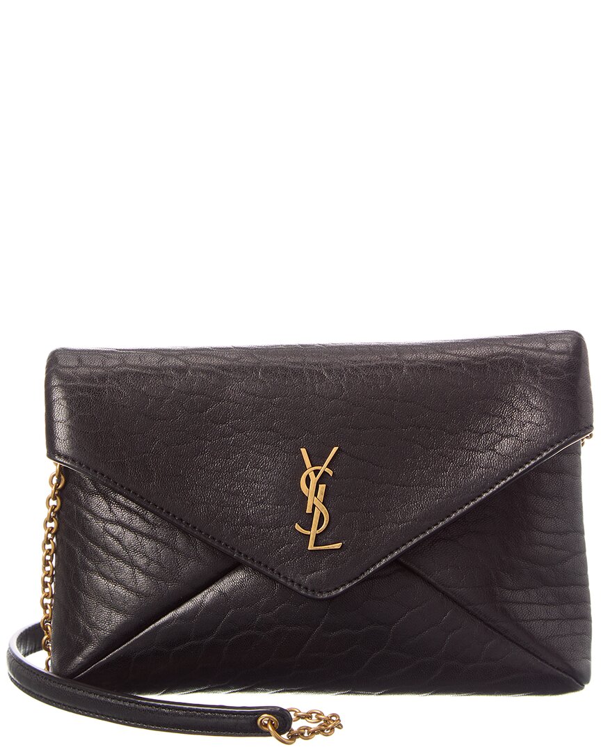 Saint Laurent Cassandre Leather Crossbody In Black