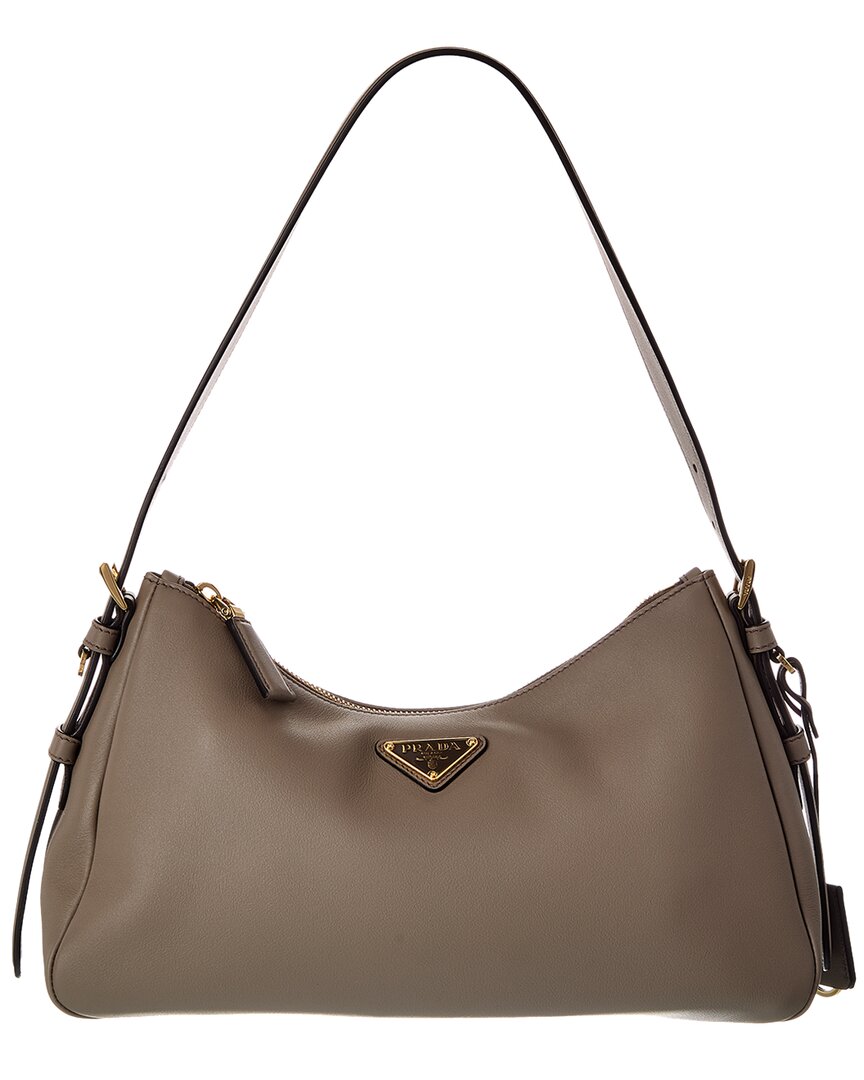 Prada Aimee Medium Leather Hobo Bag In Brown