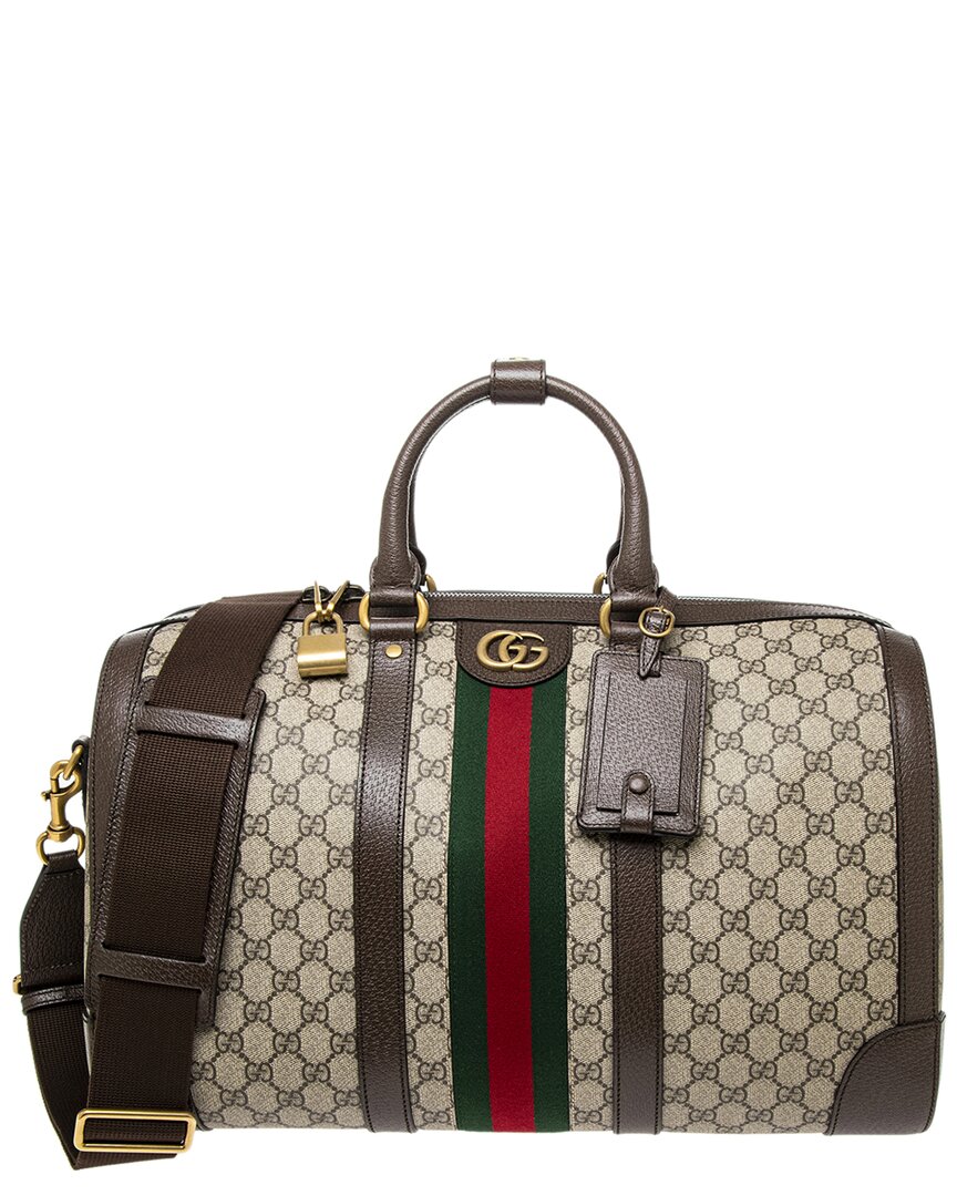 Gucci Savoy Medium Gg Supreme Canvas & Leather Satchel In Brown