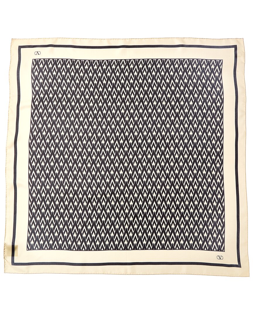 Valentino Toute La V Silk Scarf In Green