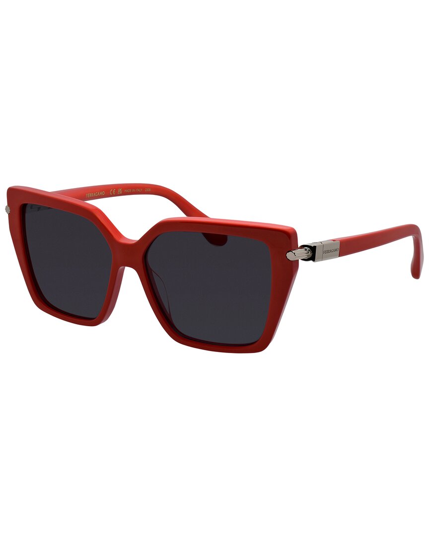 Ferragamo Sf 1106s 600 57mm Womens Butterfly Sunglasses In Red