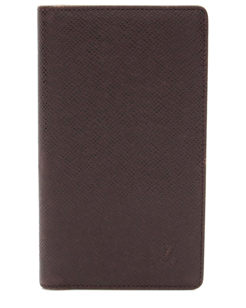 Pre-owned Louis Vuitton Brown Taiga Pocket Agenda Cover Wallet (authentic Pre-loved)