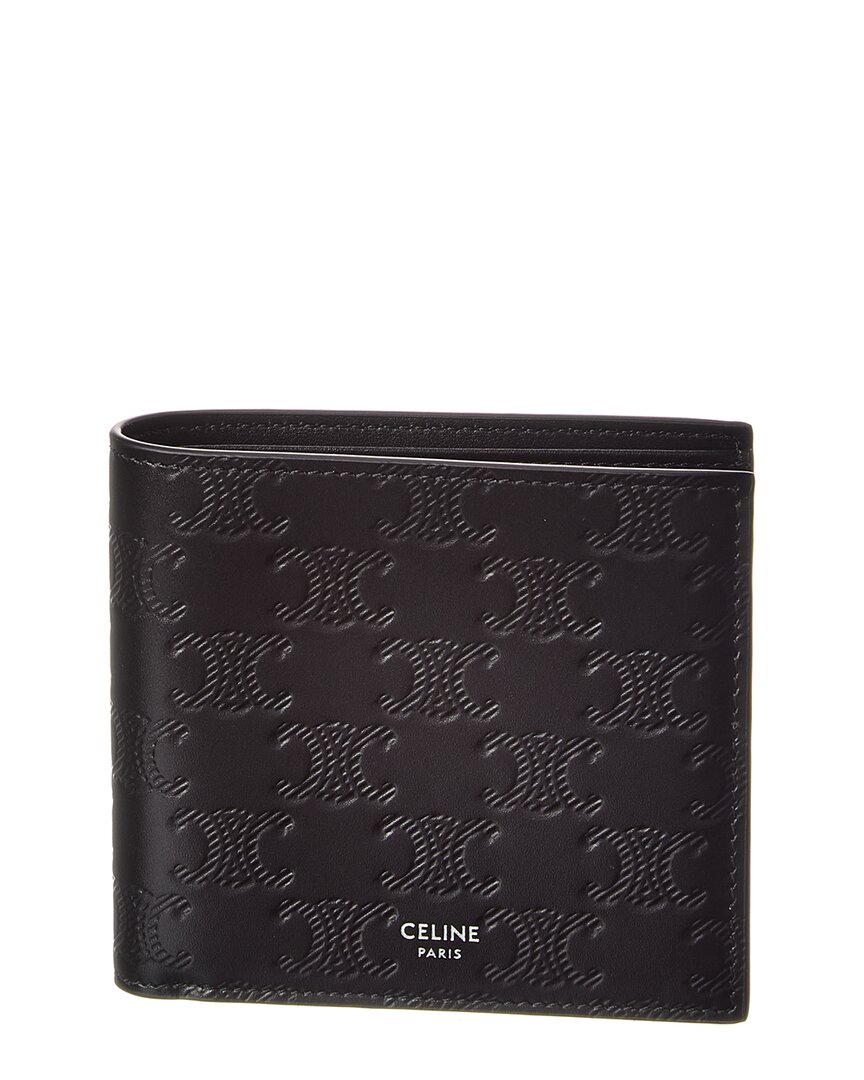 Celine Triomphe Leather Bifold Card Holder In Black