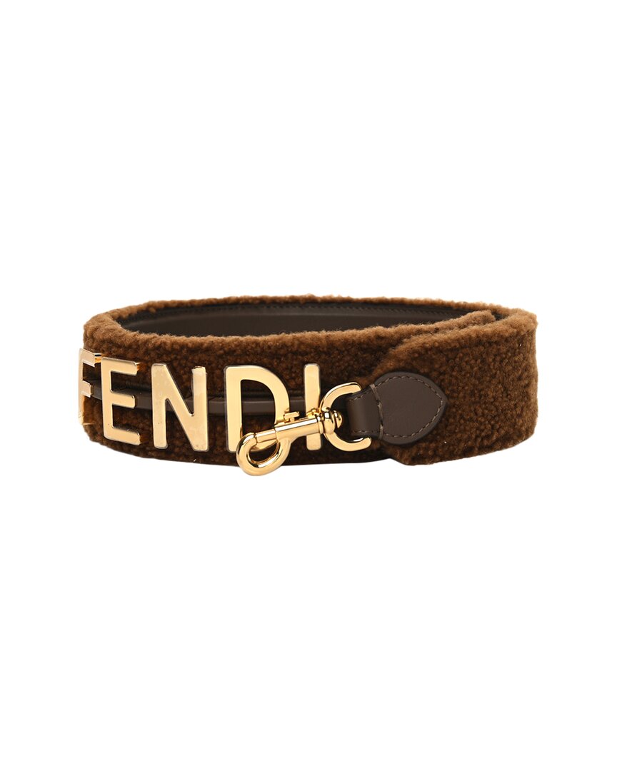 Fendi Silver Shearling Graphy Strap You (authentic Pre-loved) In Gold