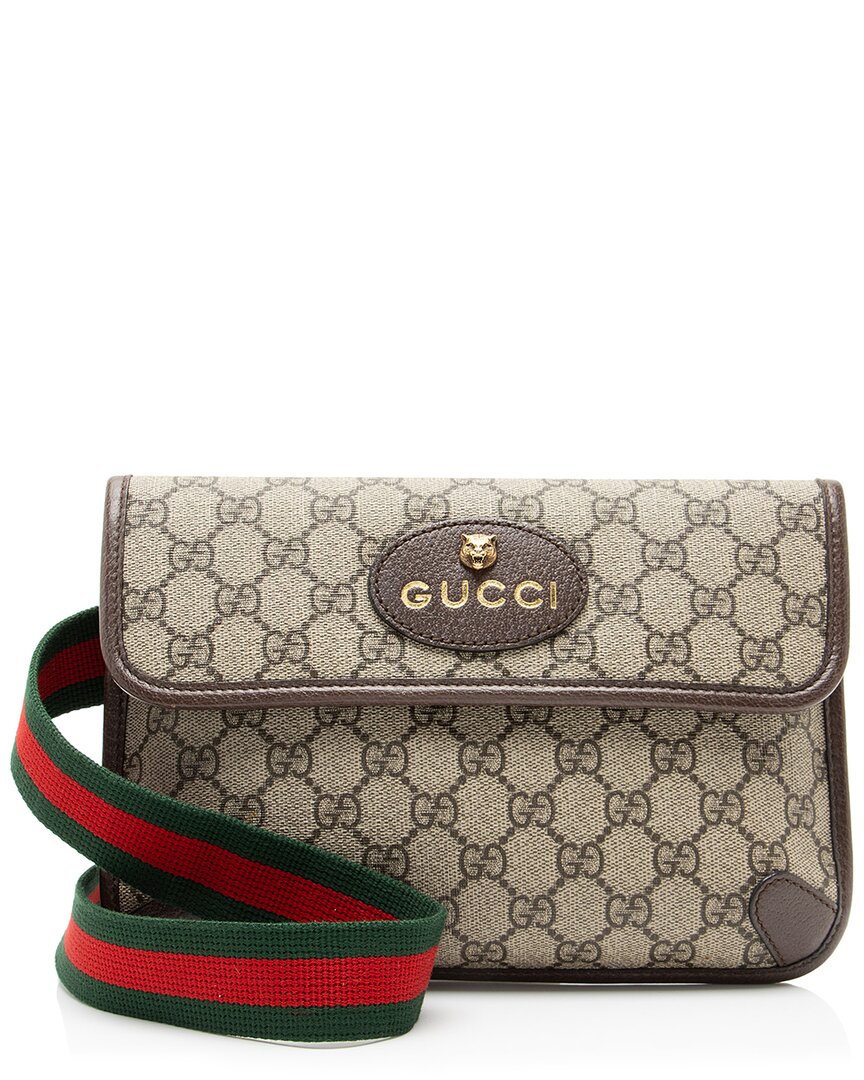 GUCCI 베이지 & 브라운 GG 수프림 코팅 캔버스 & 가죽 & 나일론 네오 벨트백