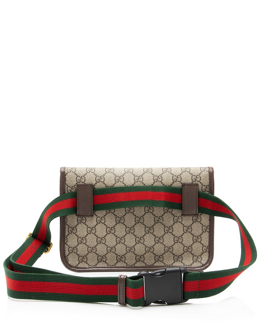 GUCCI 베이지 & 브라운 GG 수프림 코팅 캔버스 & 가죽 & 나일론 네오 벨트백