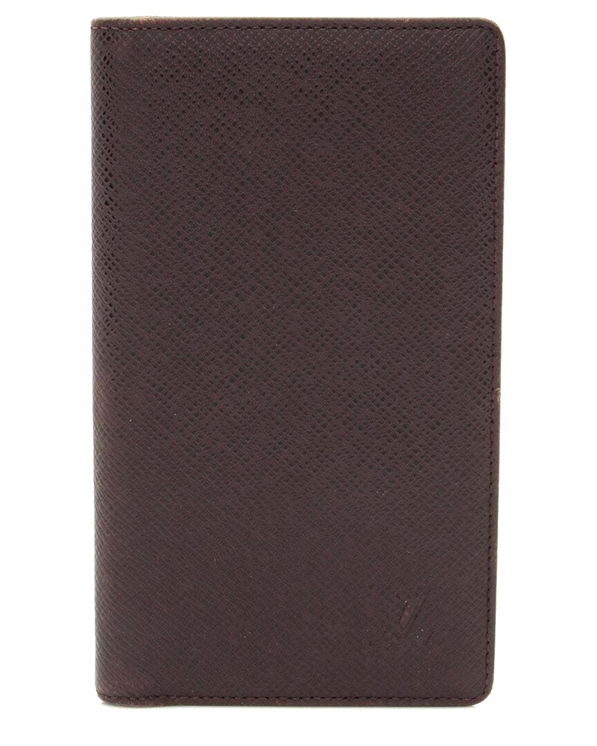 Pre-owned Louis Vuitton Brown Taiga Pocket Agenda Cover Wallet (authentic Pre-loved)
