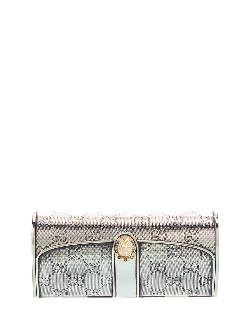Gucci Gg Glasses Case In Silver