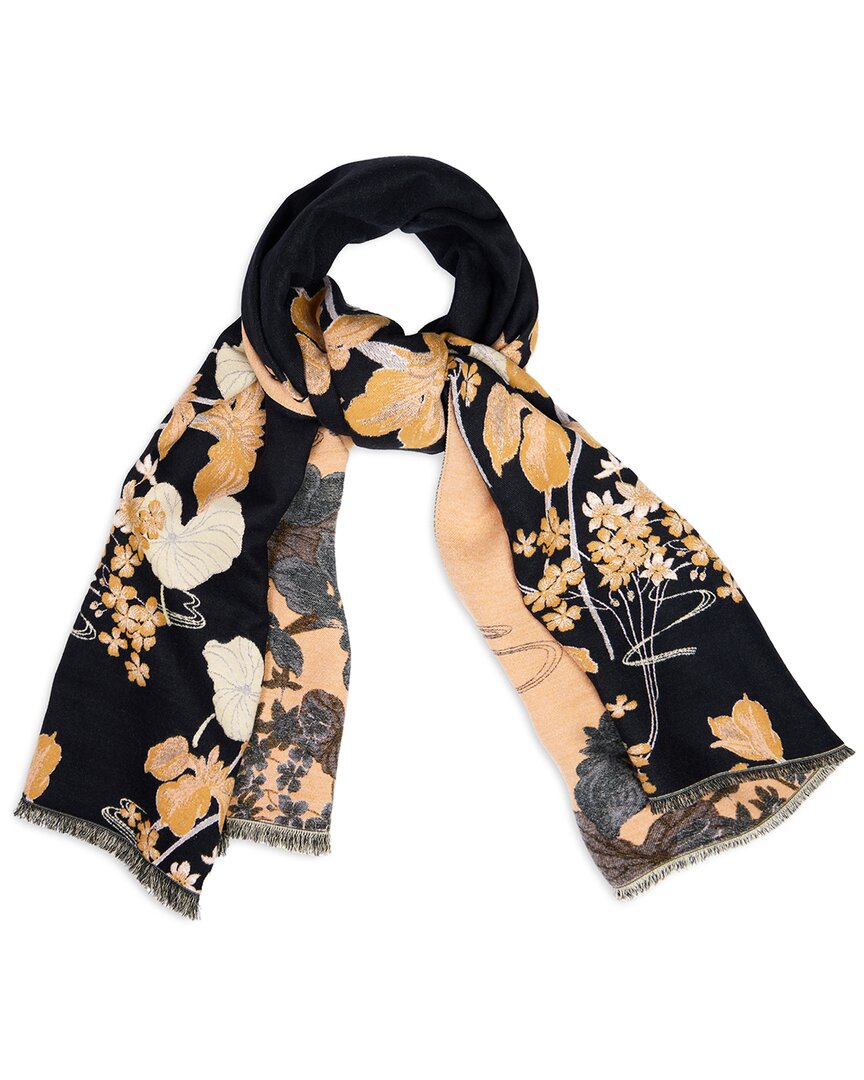 Saachi Floral Reversible Scarf In Black