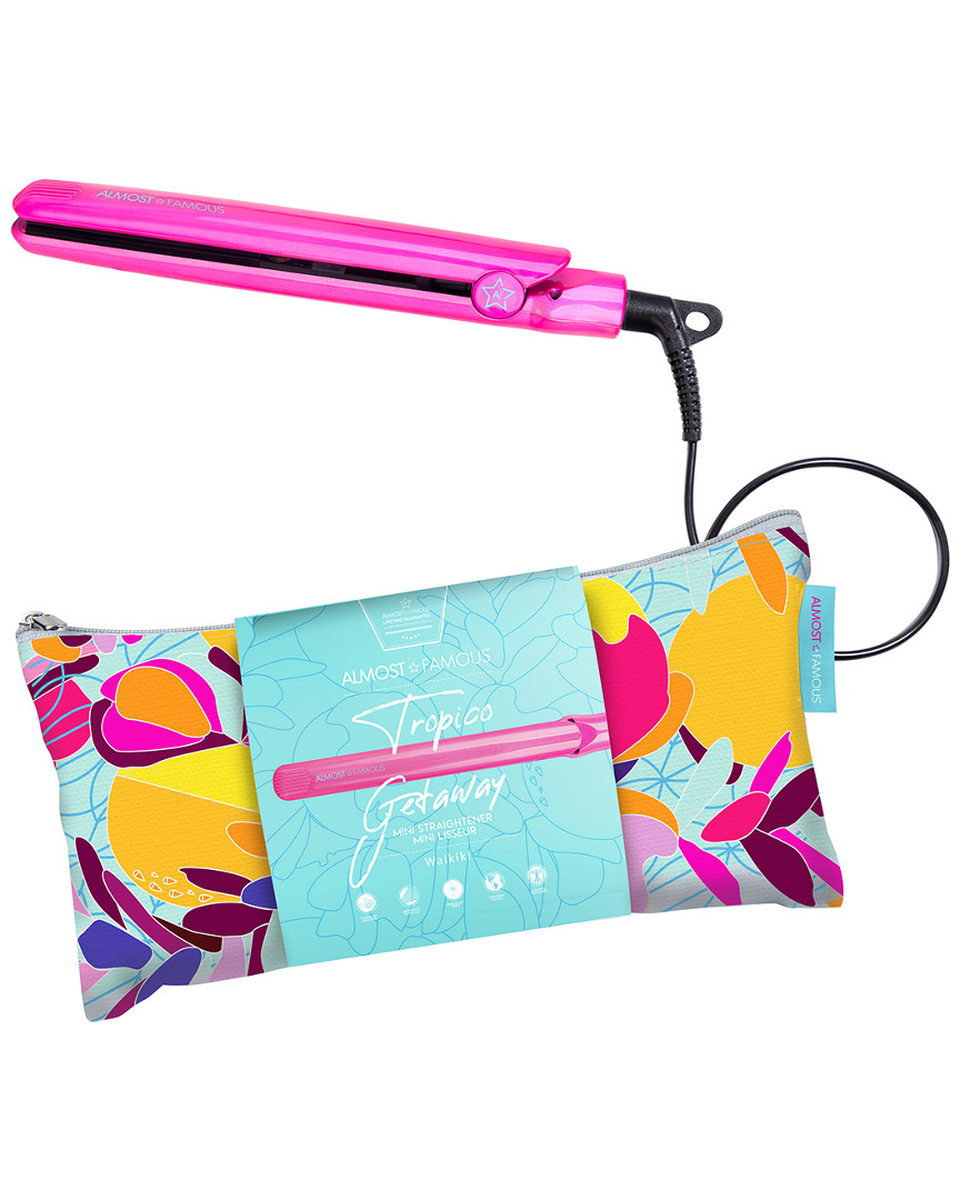Almost Famous 0.5in Mini Travel Flat Iron With Designer Bag