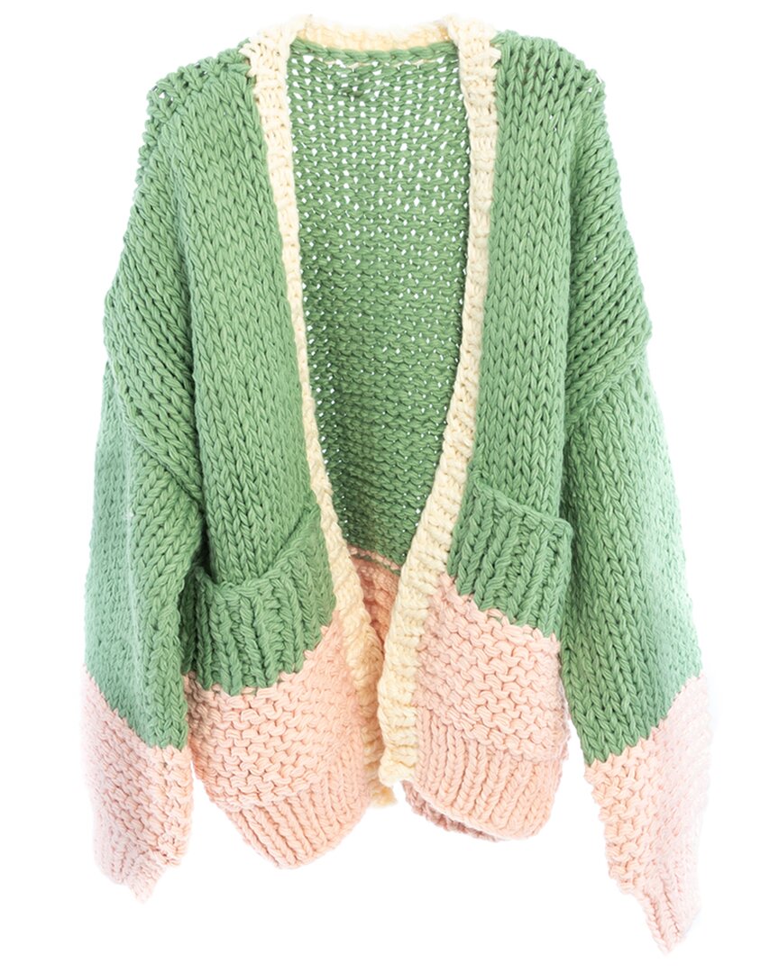 Shop Saachi Knit Oversized Jacket In Green
