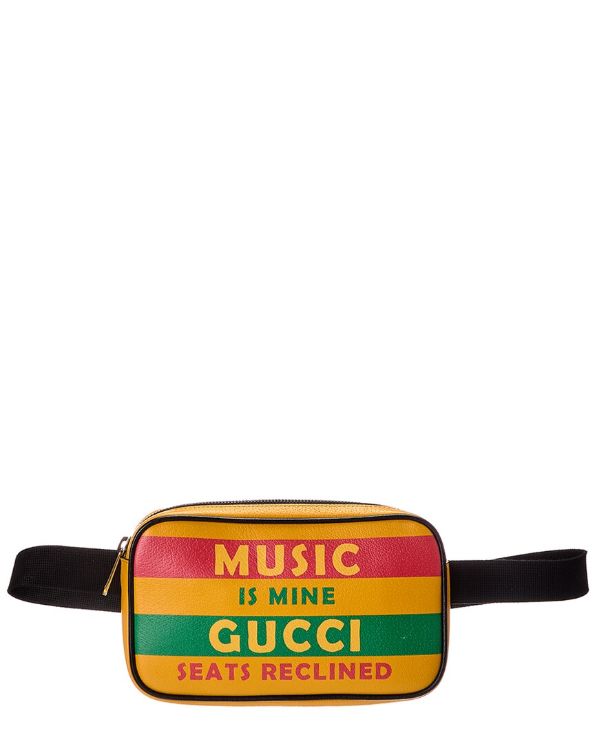 Gucci Music Is Mine Leather Belt Bag In Yellow