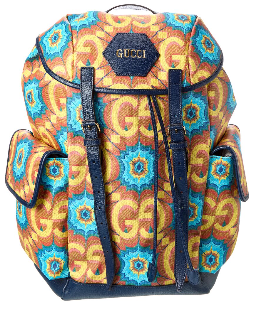 Gucci Canvas & Leather Backpack In Orange