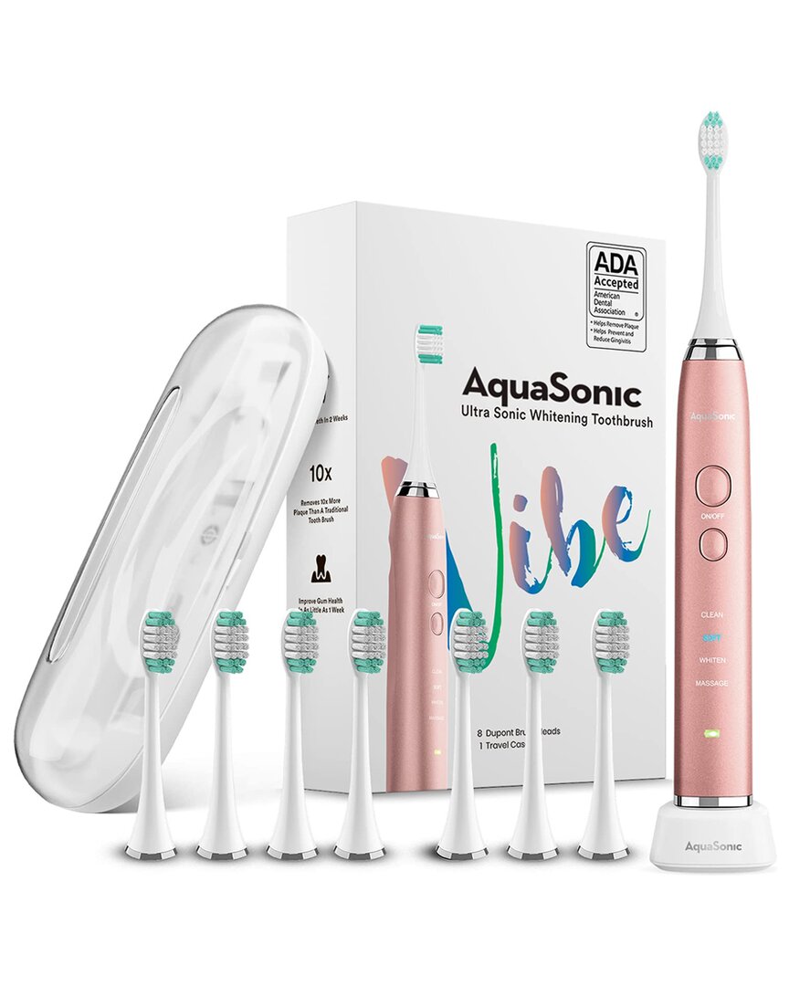 Shop Aquasonic Vibe Ultrasonic Whitening Toothbrush + 8 Dupont Brush Heads + Case