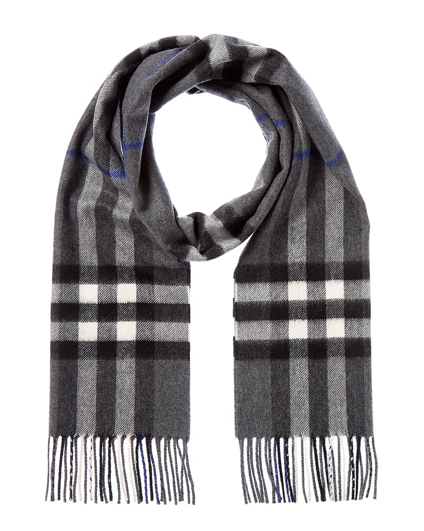 Burberry Check Cashmere Scarf In Gray