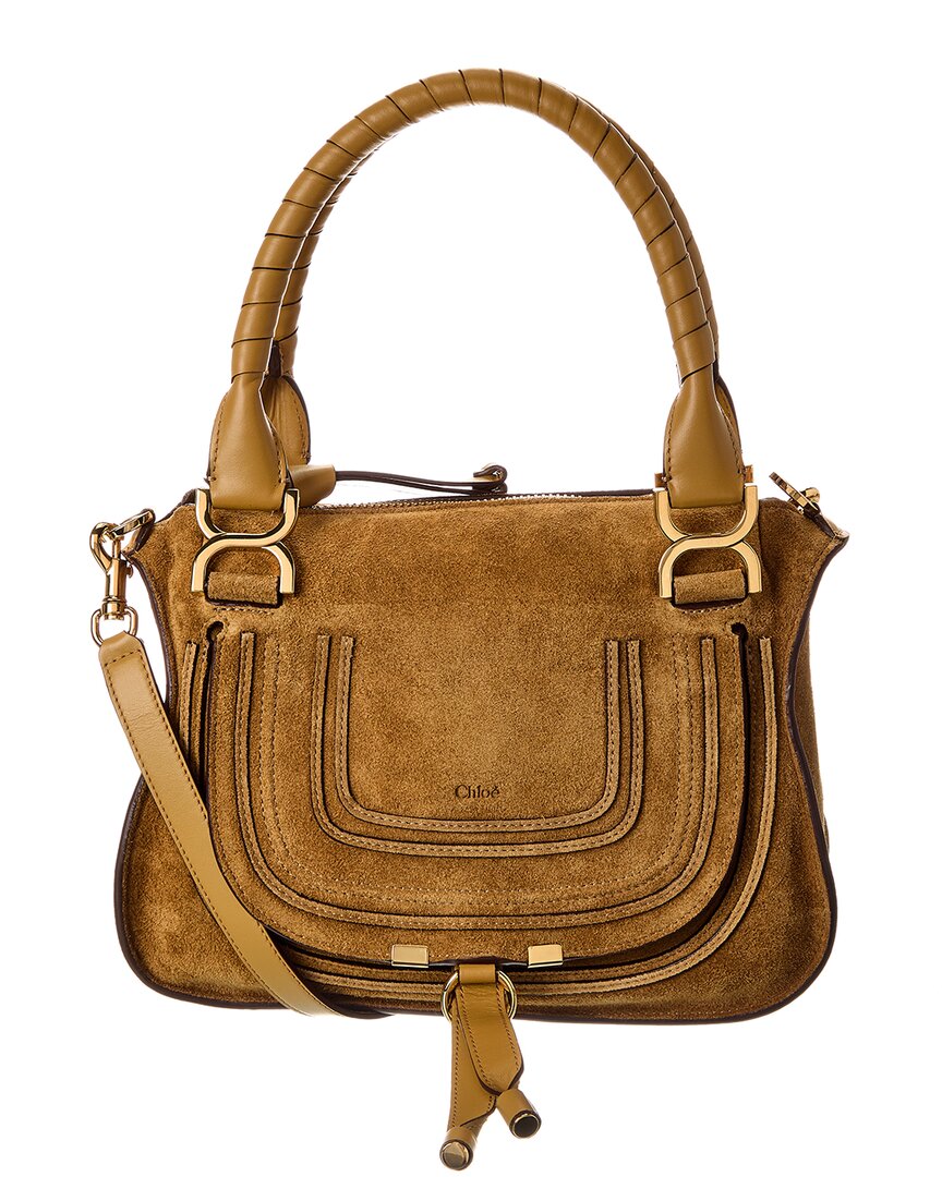 Chloé Marcie Small Suede Satchel In Brown