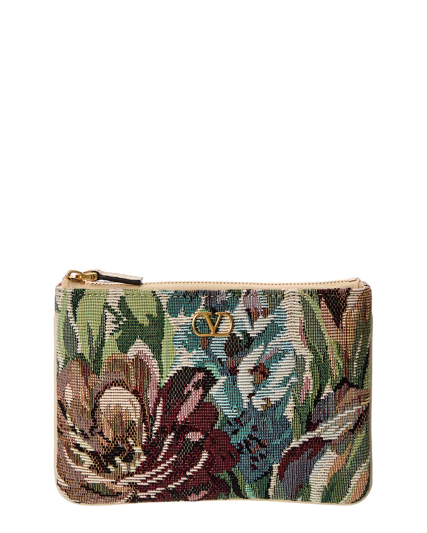 Valentino Garavani Valentino Leather-trim Pouch In White