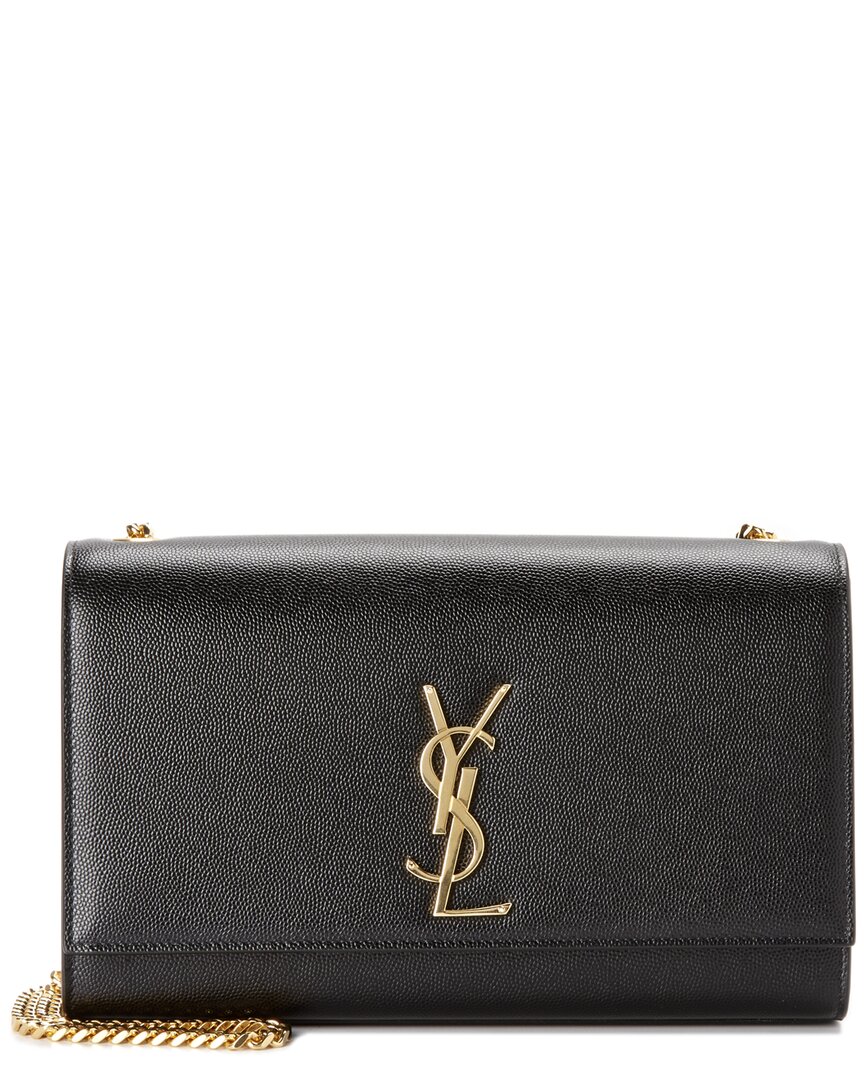 Saint Laurent Kate Monogram Medium Leather Shoulder Bag In Black