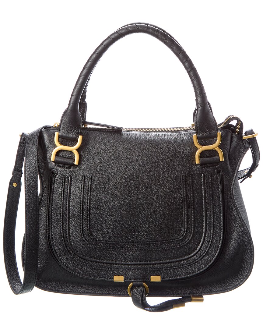 Chloé Marcie Medium Leather Satchel In Black